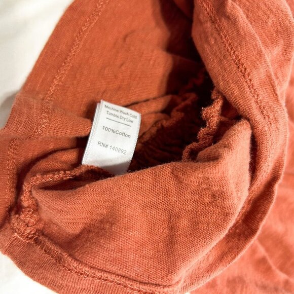 Marine Layer Dylan Smocked Cotton Tank Top Baked Clay XS Orange Sleeveless - Picture 7 of 7